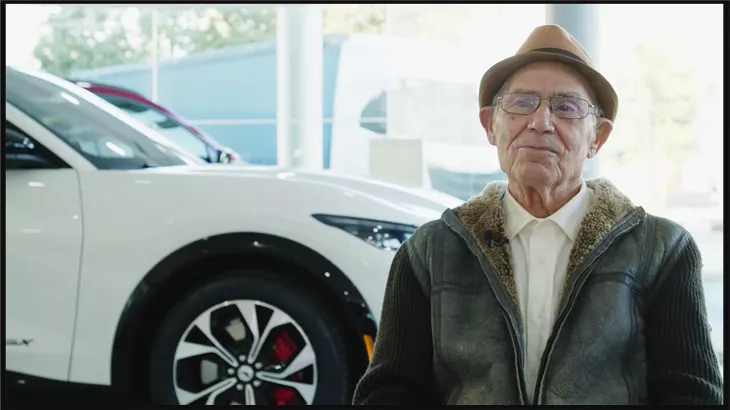 At the age of 87, he converts to an electric car